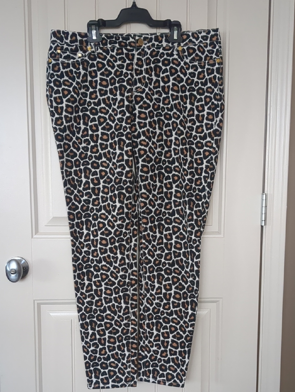 Michael Kors Leopard-Print Pants in Black, Brown & Cream